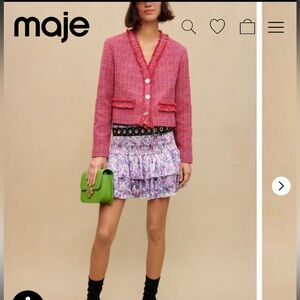 Maje smocked skirt with floral print